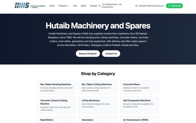 screenshot of Hutaib Machinery