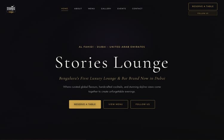 screenshot of Stories Lounge Dubai